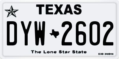TX license plate DYW2602