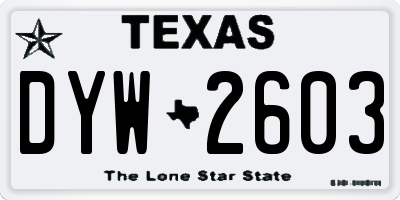 TX license plate DYW2603