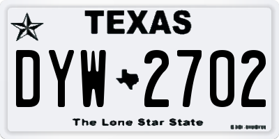TX license plate DYW2702
