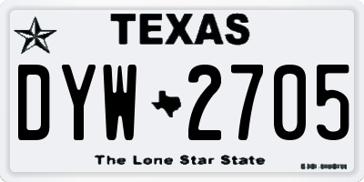TX license plate DYW2705