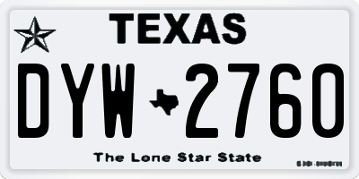 TX license plate DYW2760