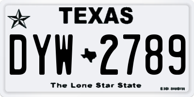 TX license plate DYW2789