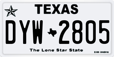 TX license plate DYW2805