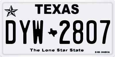 TX license plate DYW2807