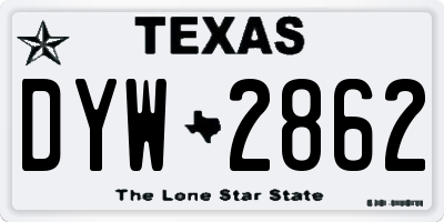 TX license plate DYW2862