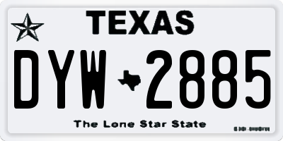 TX license plate DYW2885