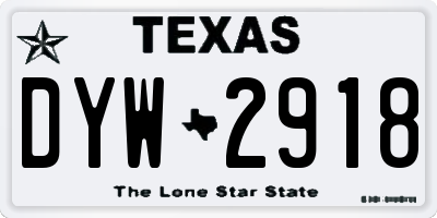 TX license plate DYW2918