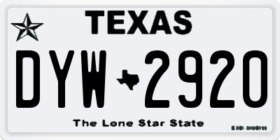 TX license plate DYW2920