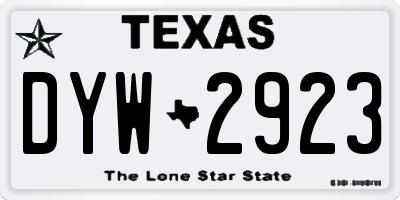 TX license plate DYW2923