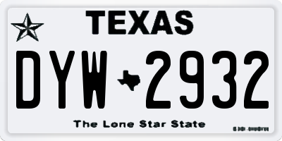 TX license plate DYW2932