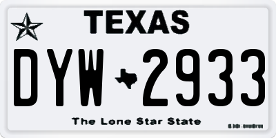 TX license plate DYW2933