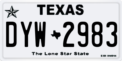 TX license plate DYW2983