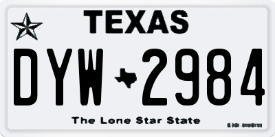 TX license plate DYW2984