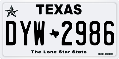 TX license plate DYW2986