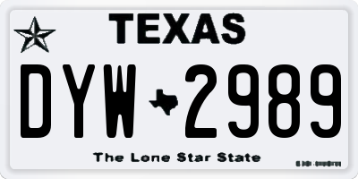 TX license plate DYW2989