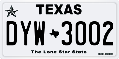 TX license plate DYW3002