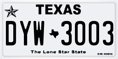 TX license plate DYW3003
