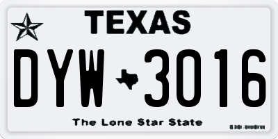 TX license plate DYW3016
