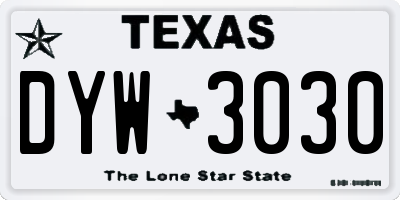 TX license plate DYW3030