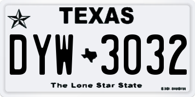 TX license plate DYW3032