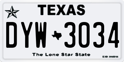 TX license plate DYW3034