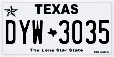 TX license plate DYW3035