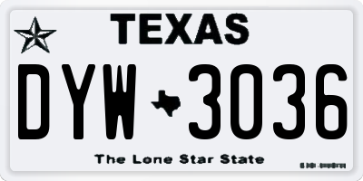 TX license plate DYW3036