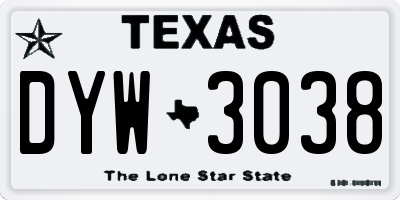 TX license plate DYW3038