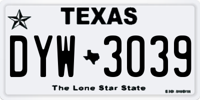 TX license plate DYW3039