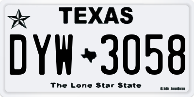 TX license plate DYW3058