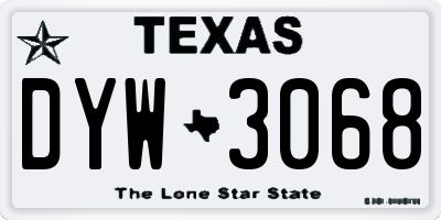 TX license plate DYW3068