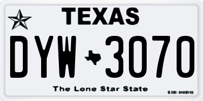 TX license plate DYW3070