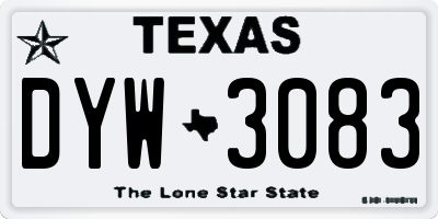 TX license plate DYW3083
