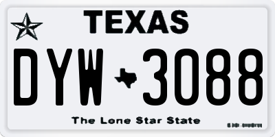 TX license plate DYW3088