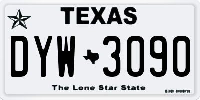 TX license plate DYW3090