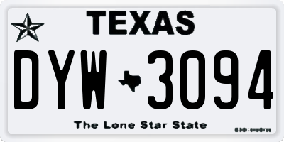 TX license plate DYW3094