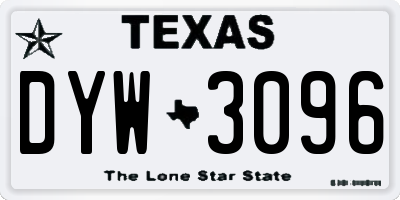 TX license plate DYW3096