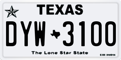 TX license plate DYW3100