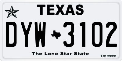 TX license plate DYW3102