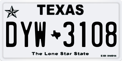 TX license plate DYW3108