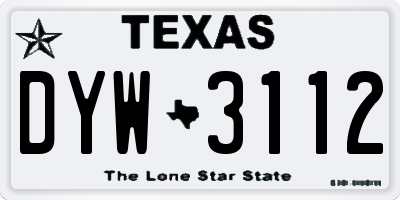 TX license plate DYW3112