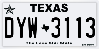 TX license plate DYW3113