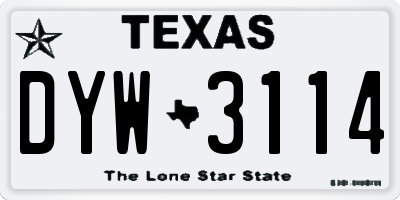 TX license plate DYW3114