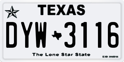 TX license plate DYW3116
