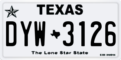 TX license plate DYW3126