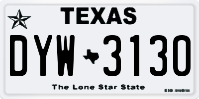 TX license plate DYW3130