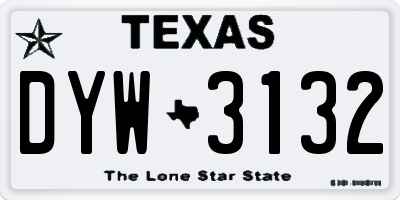 TX license plate DYW3132