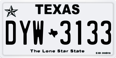 TX license plate DYW3133