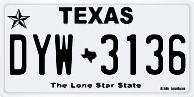 TX license plate DYW3136