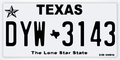 TX license plate DYW3143